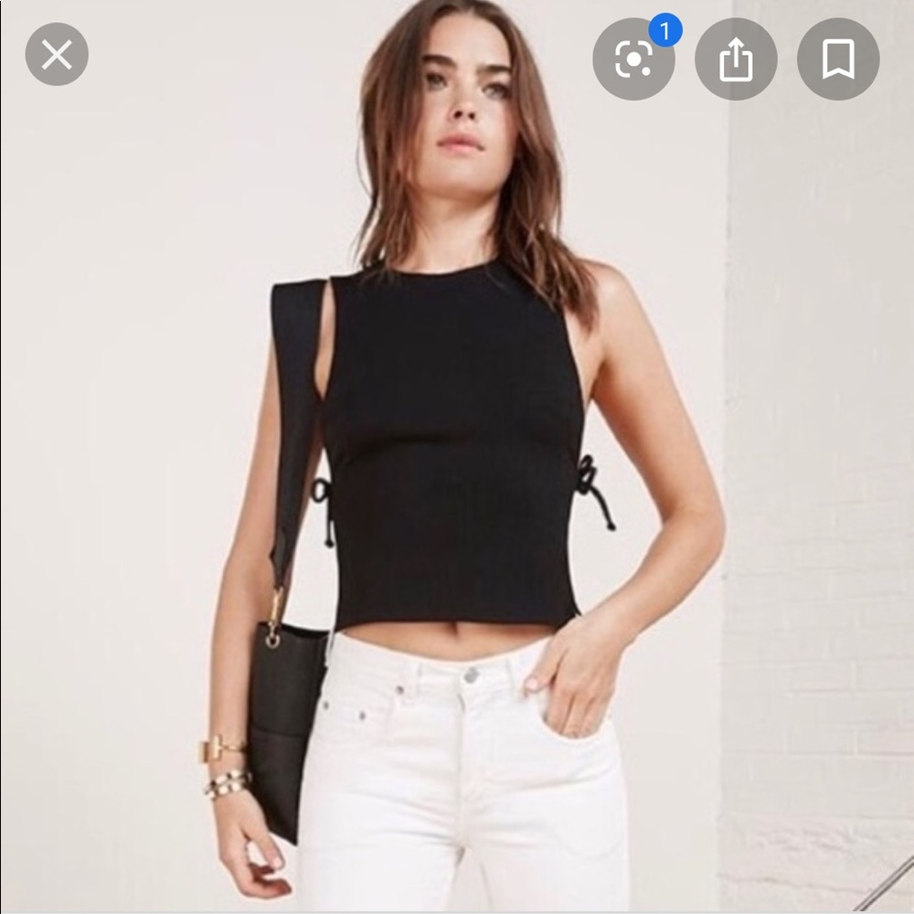 Reformation Catha Shirt, side tie, ribbed shirt